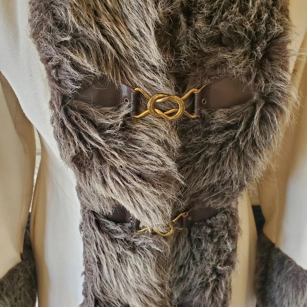 Vintage 1960's Canvas/Faux Fur Trimmed Hooded Mid Length Fit & Flare Coat XS/S - Picture 2 of 10